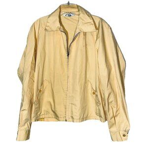 Vintage 1970’s Grants Menswear Jacket Yellow Pockets Zip Front Lightweight Sz L
